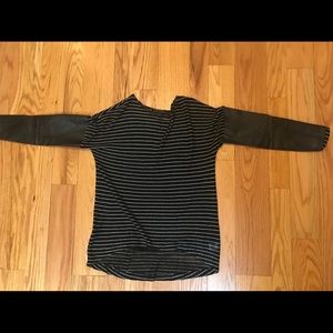 Love Generation sheer top with leather sleeves